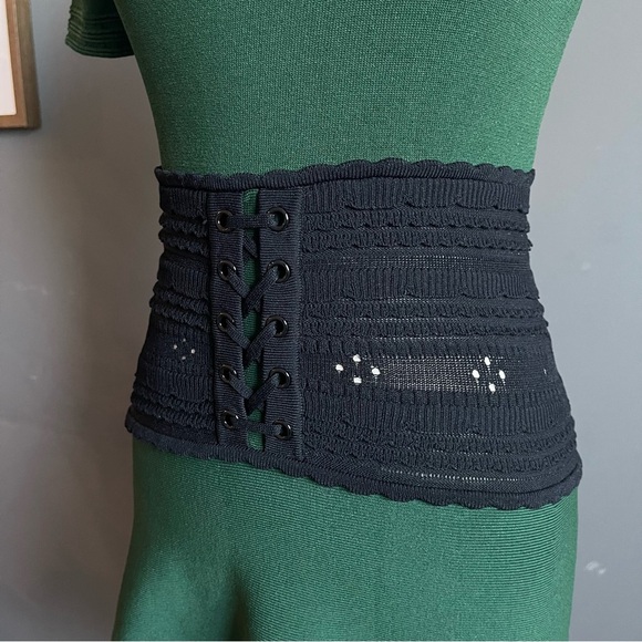 Sandro Paris Brandy Banded Waist Knit Dress – Emerald Green (Size 2 / XS) - Picture 5 of 14